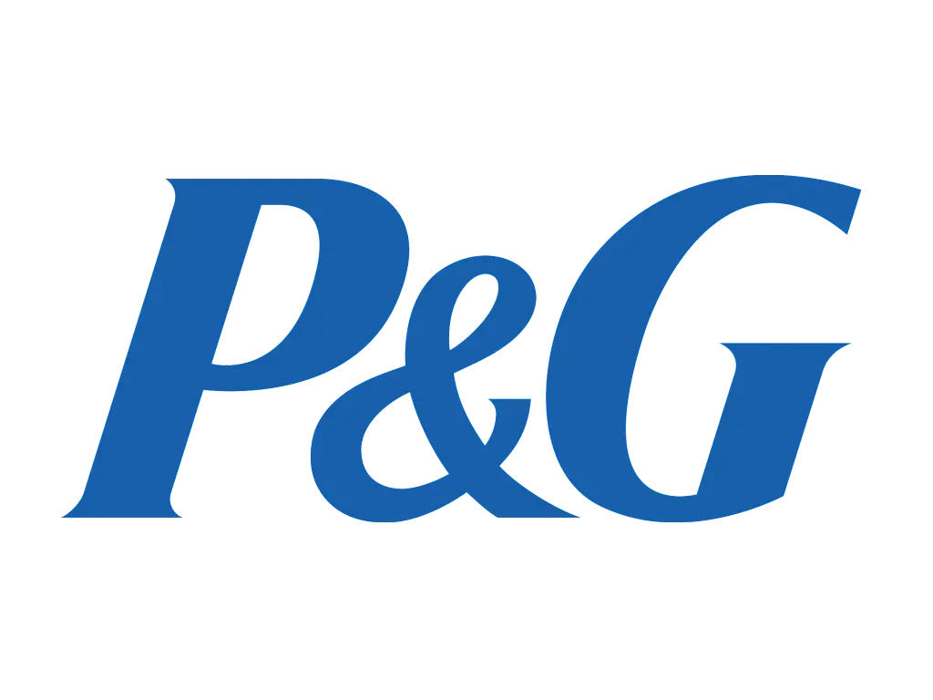 P&G Logo in Blue Text Design