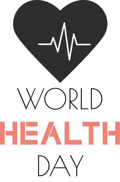 Minimalist Black Heart with Heartbeat Line for World Health Day