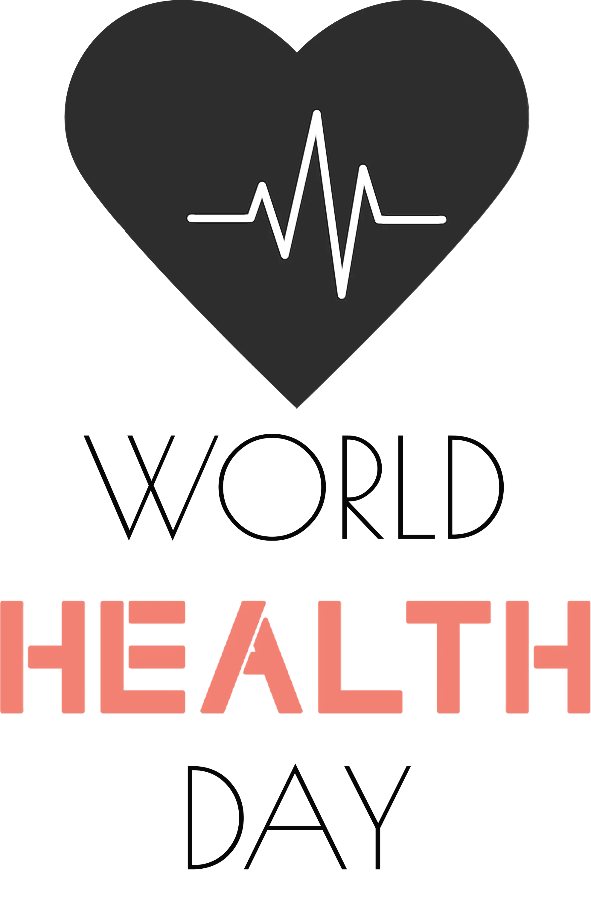 Minimalist Black Heart with Heartbeat Line for World Health Day