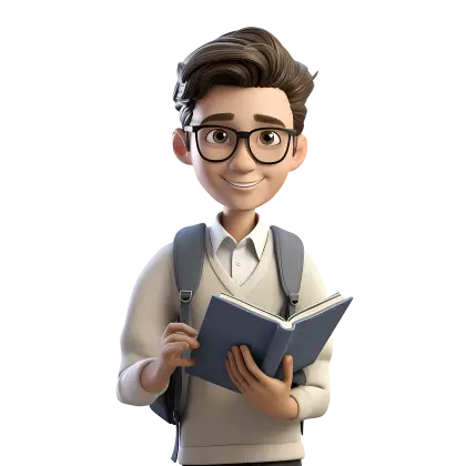 Cartoon Student Holding Book for Learning Concept
