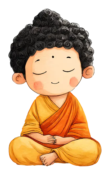 Meditating Monk in Orange Robe