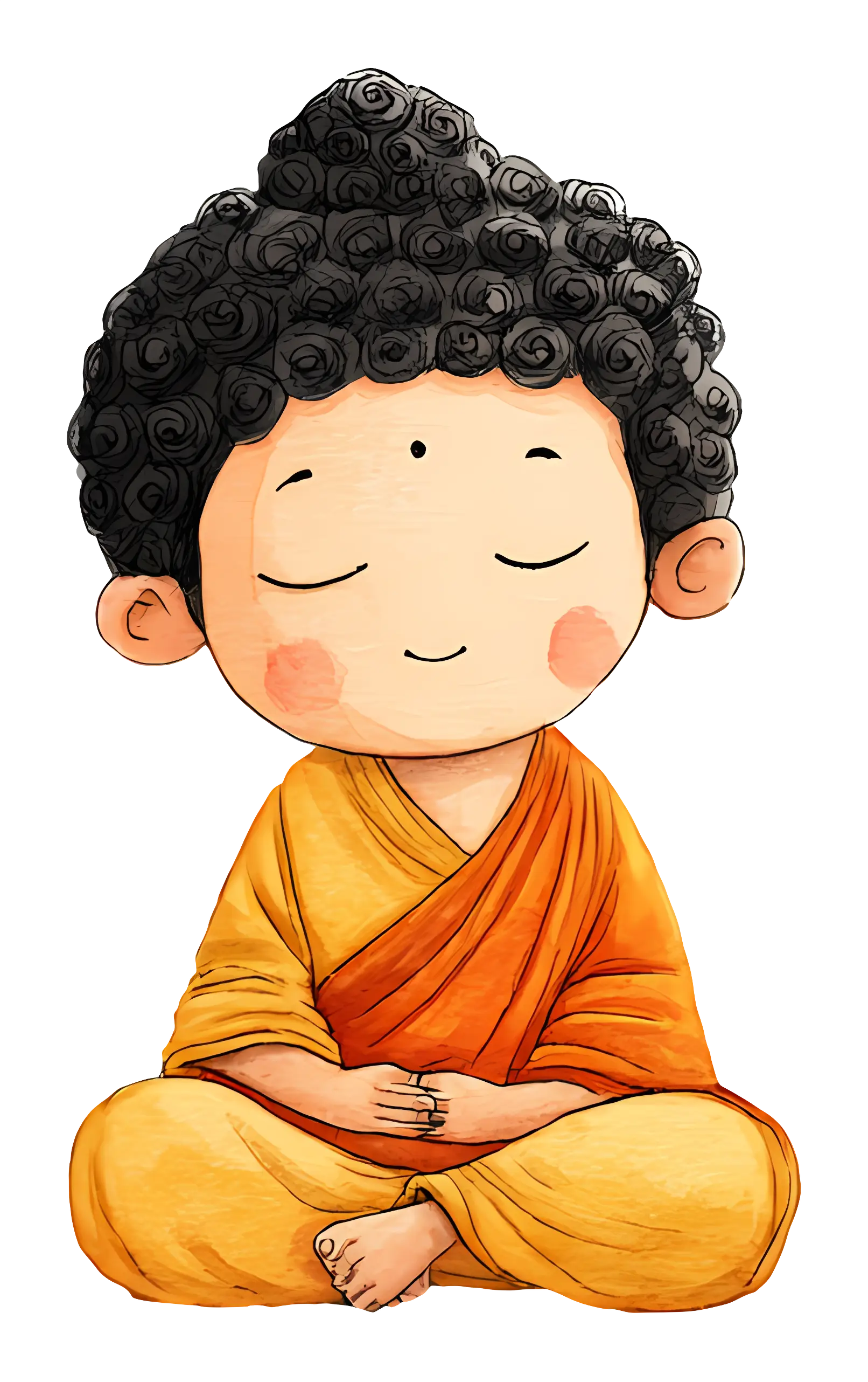 Meditating Monk in Orange Robe