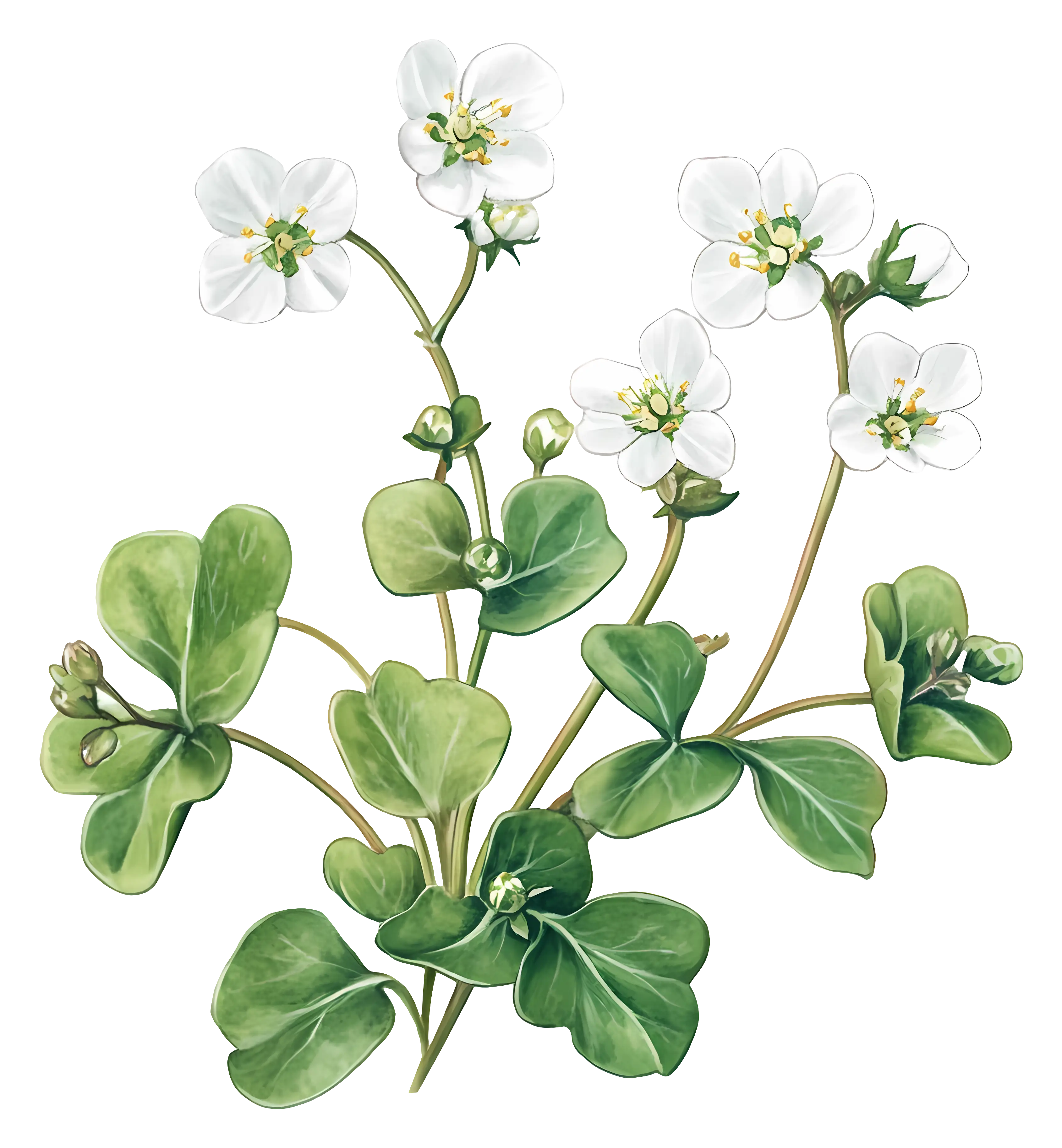 White Flowers with Green Leaves