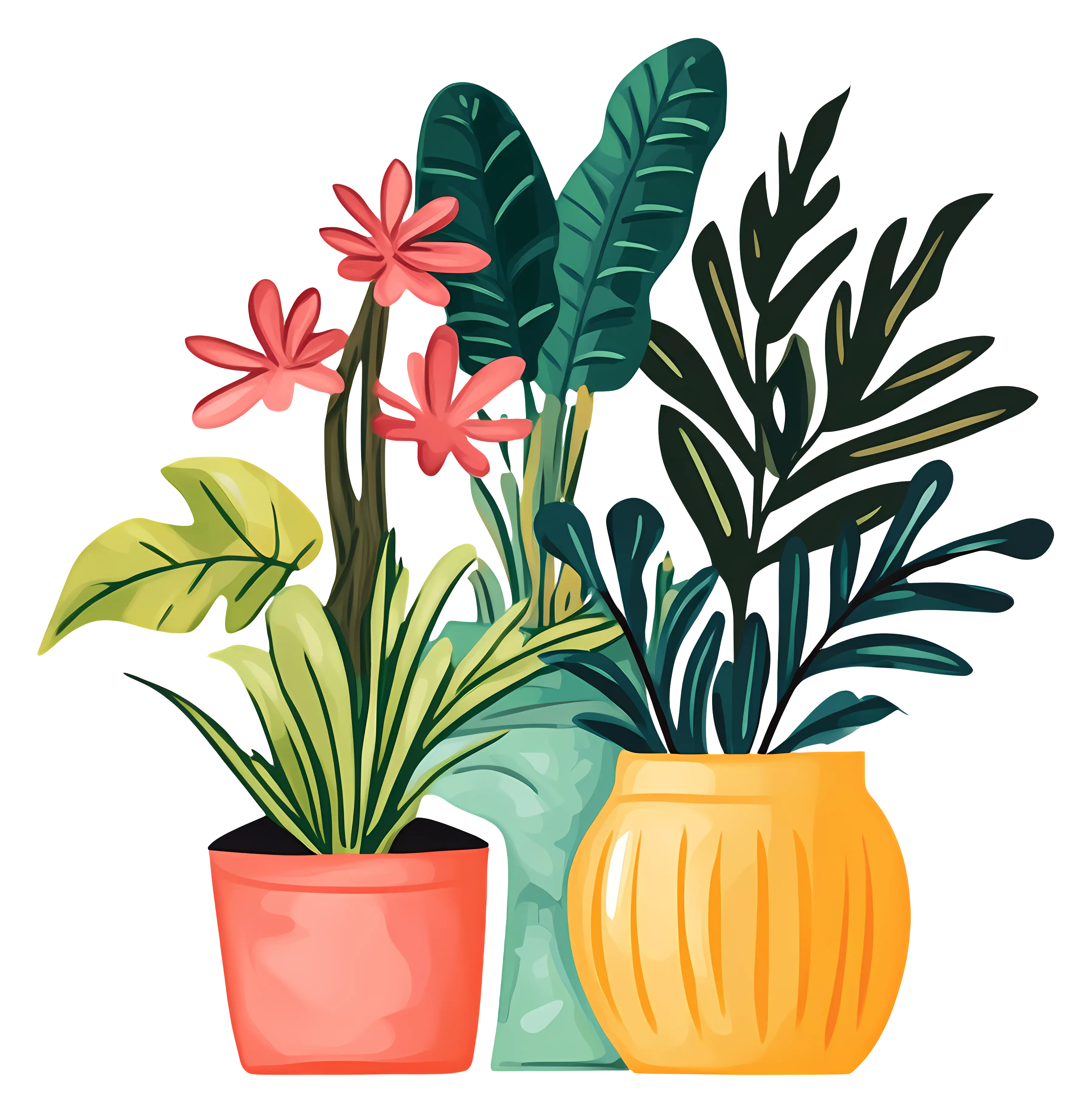 Colorful Plants in Pots