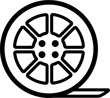 Film Reel Icon in Black and White