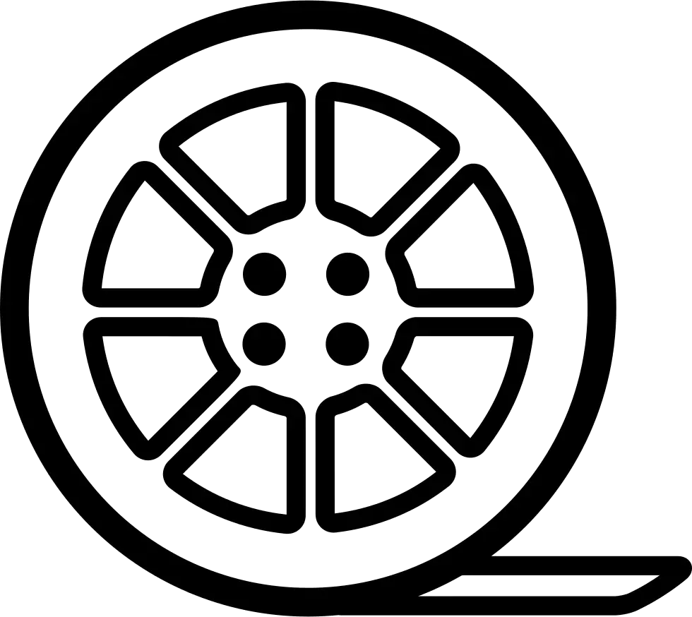 Film Reel Icon in Black and White