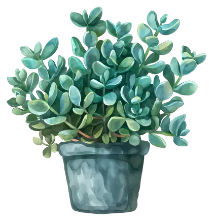 Potted Succulent Plant with Green Leaves