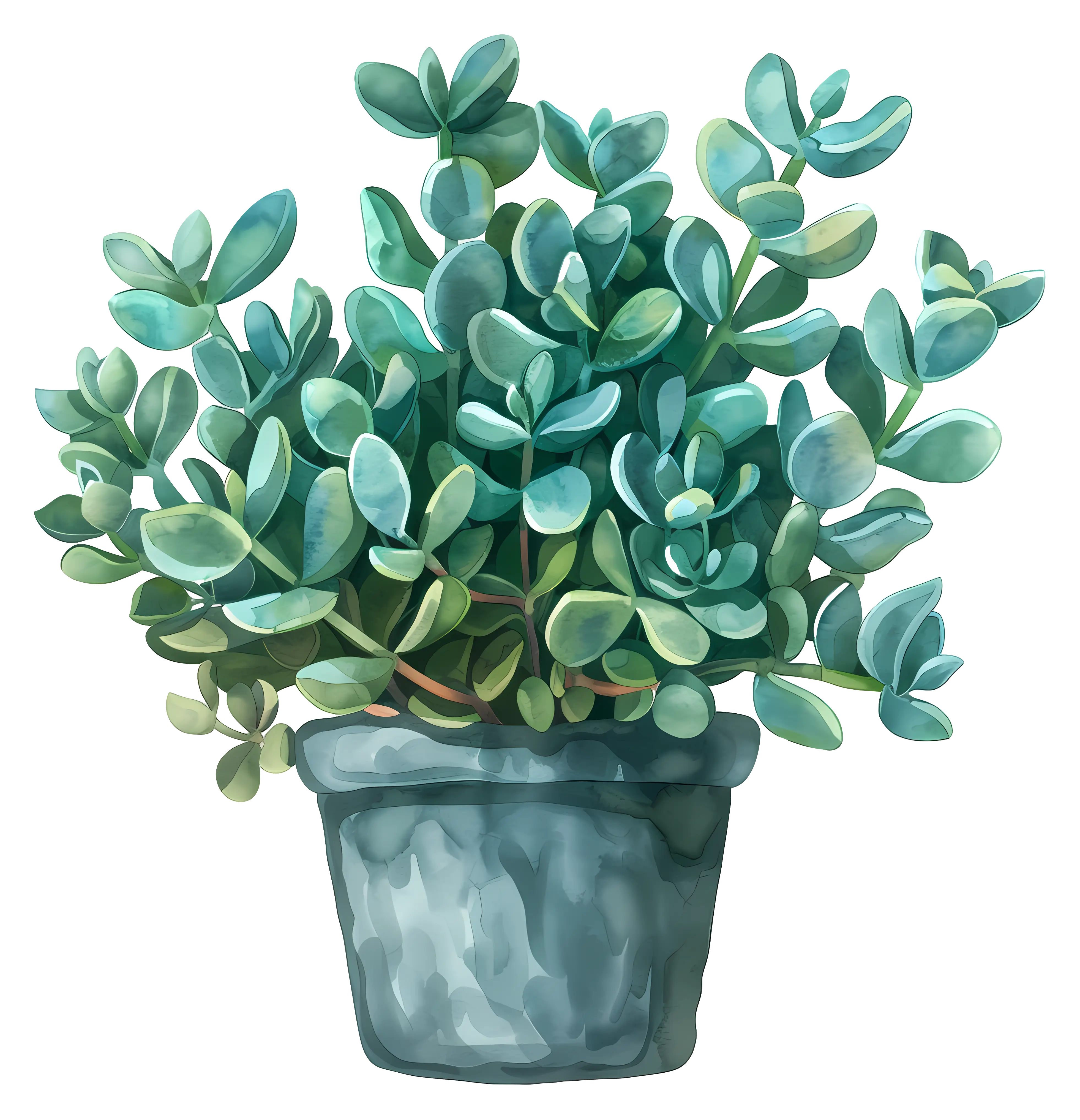 Potted Succulent Plant with Green Leaves