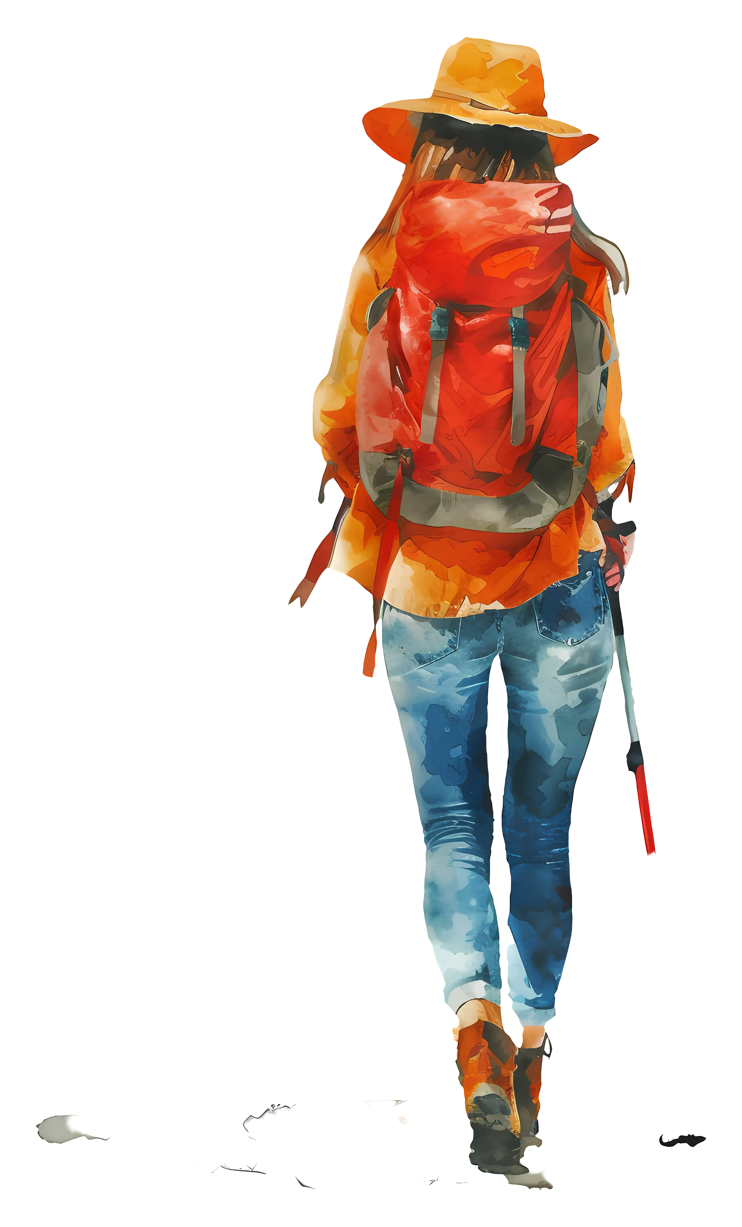Vibrant Watercolor Hiker Illustration
