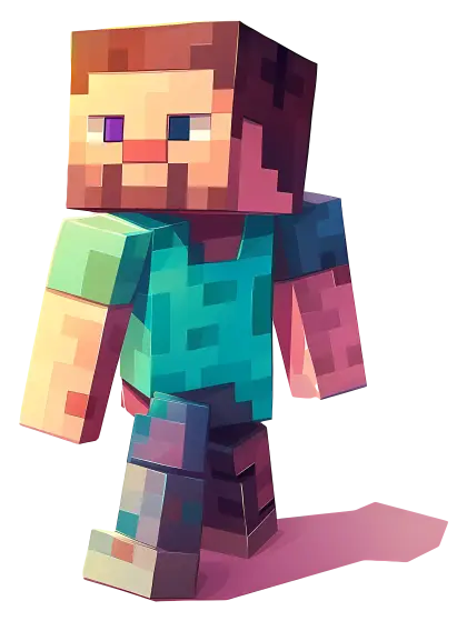 Pixelated Block-style Game Character Illustration