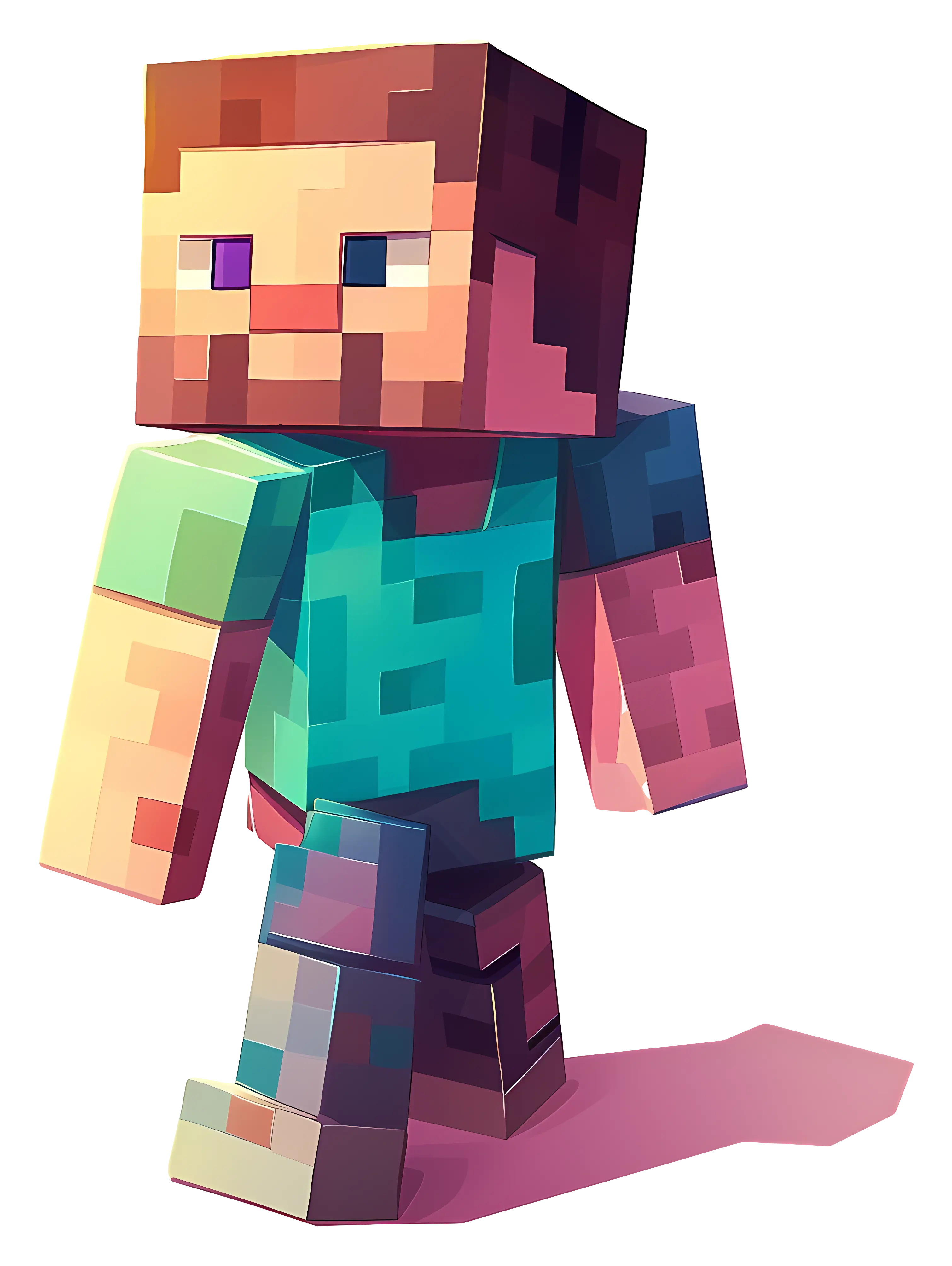 Pixelated Block-style Game Character Illustration