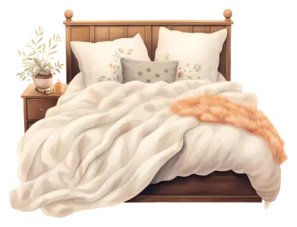Cozy Bed with Pillows