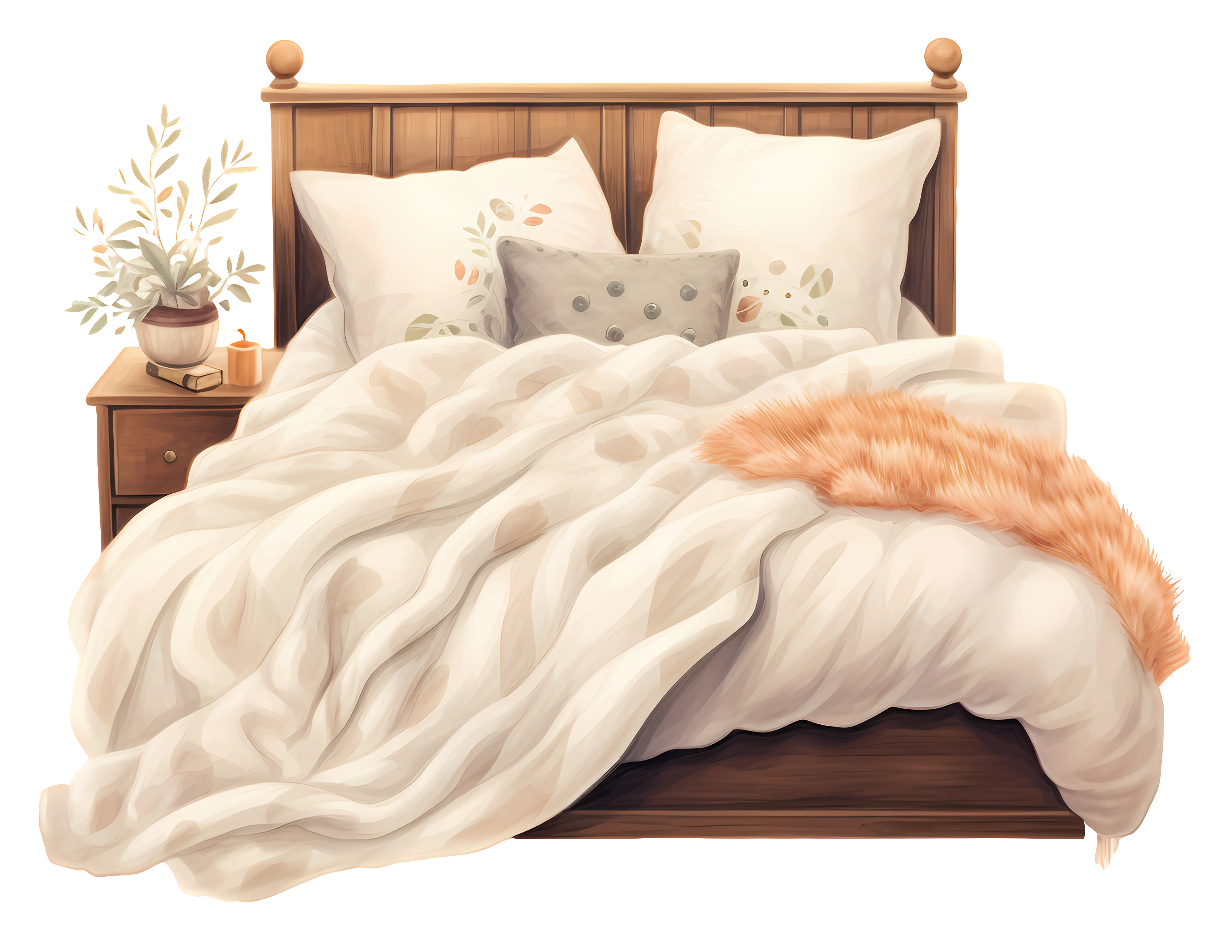 Cozy Bed with Pillows