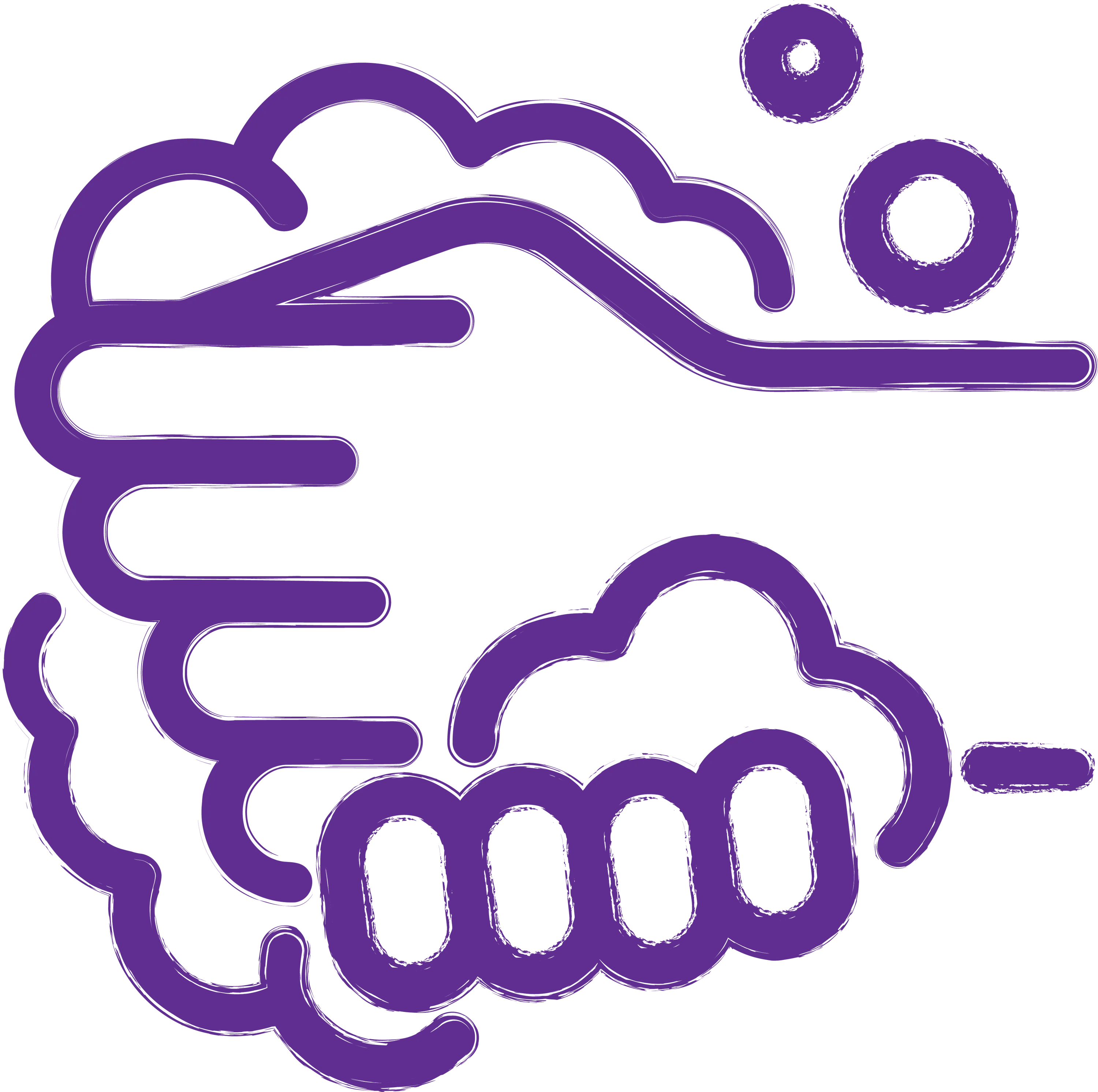 Purple Outline of Washing Hands Illustration
