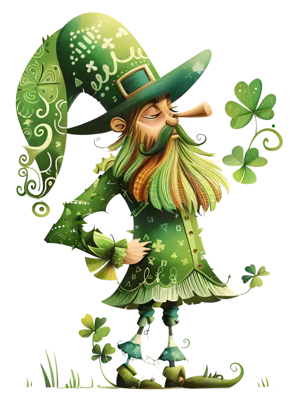 Green Leprechaun with Clover