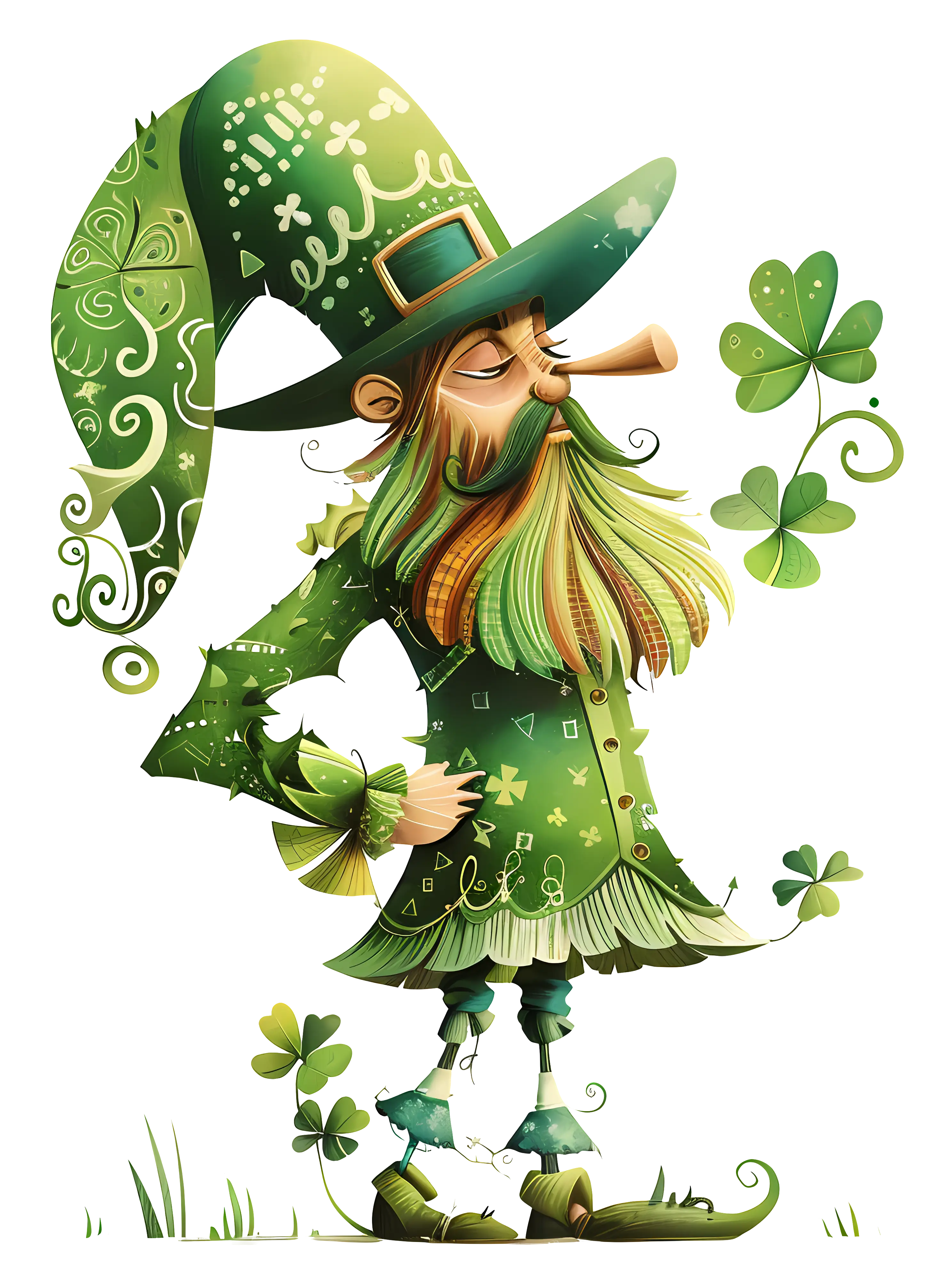Green Leprechaun with Clover