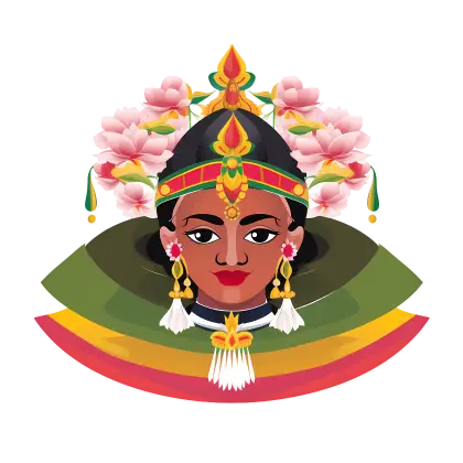 Colorful Traditional Mask with Floral Headgear