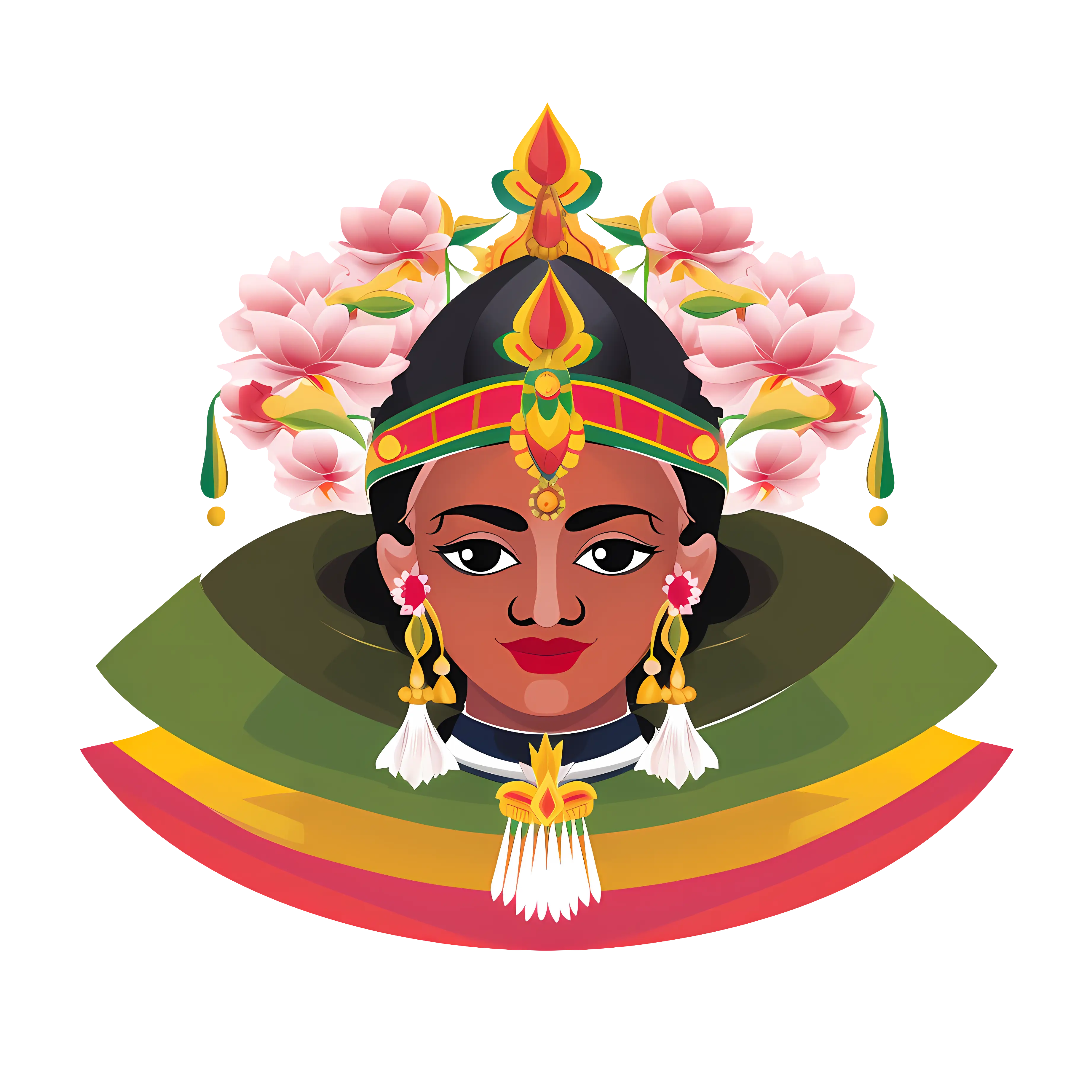 Colorful Traditional Mask with Floral Headgear