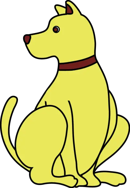 Sitting Yellow Cartoon Dog