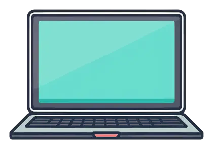 Laptop in Cartoon Illustration Style