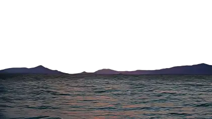 Ocean and Mountain Horizon at Sunset