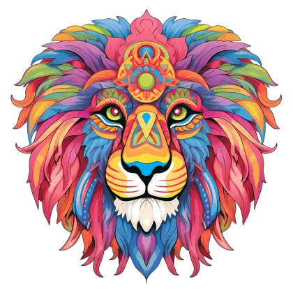 Detailed Colorful Lion Illustration