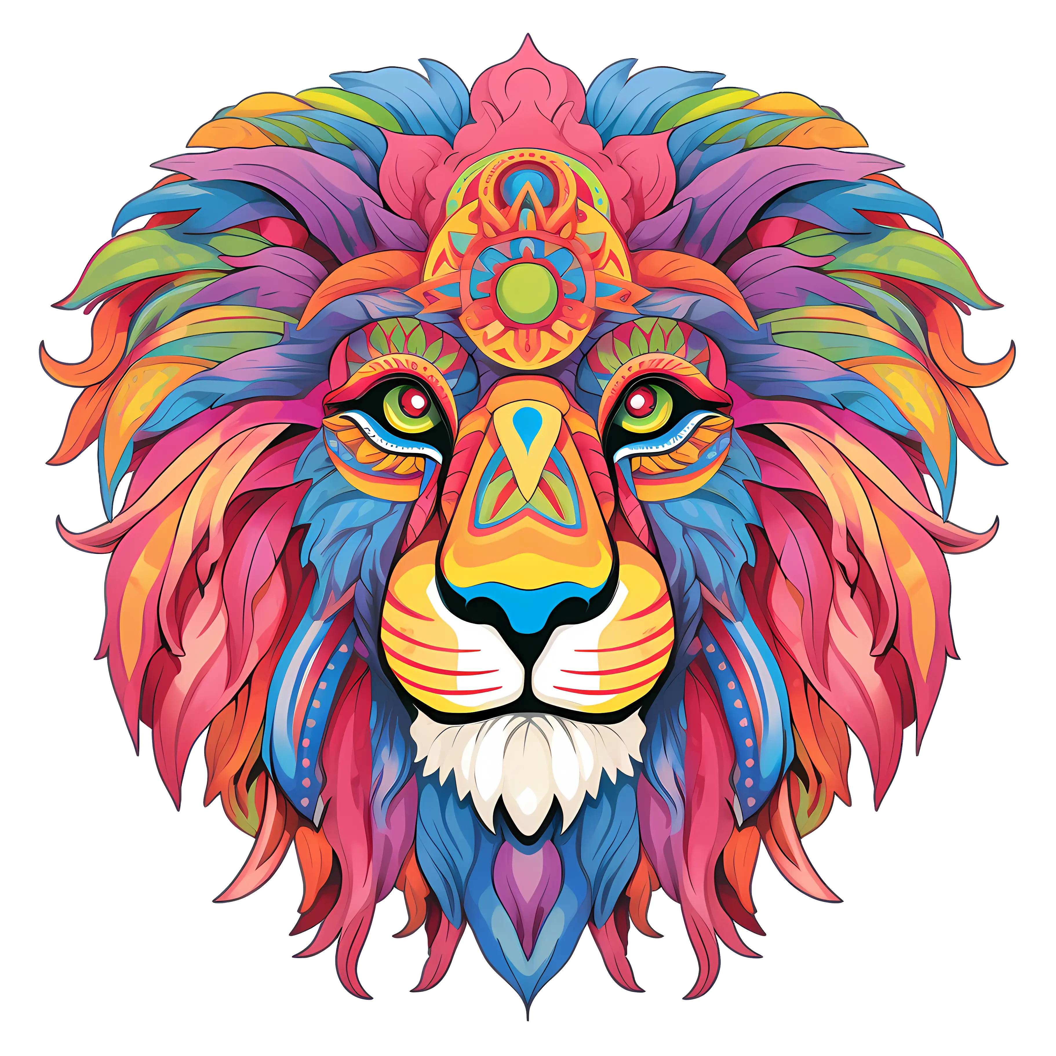 Detailed Colorful Lion Illustration
