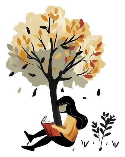 Girl Reading Under a Tree