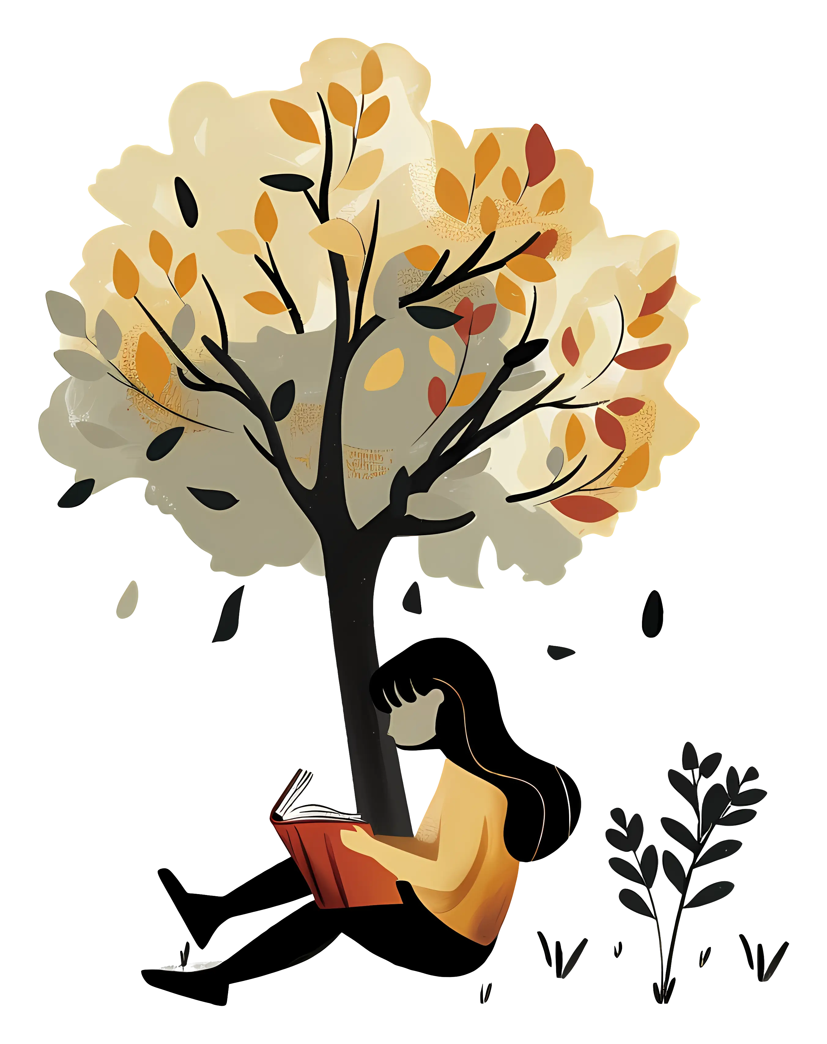Girl Reading Under a Tree