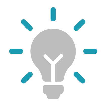 Grey Light Bulb with Blue Rays Icon