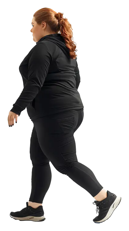 Woman Walking in Casual Black Outfit
