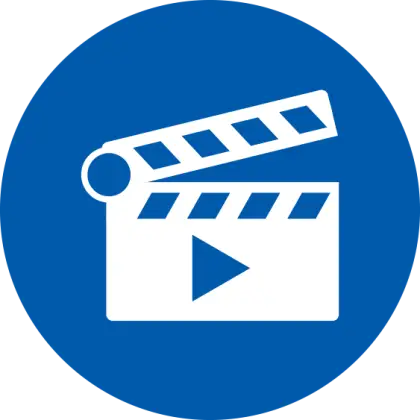 Movie Clapperboard Symbol in Blue and White