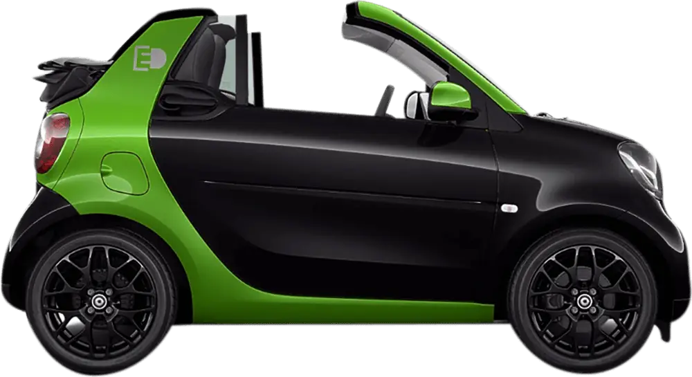 Black and Green Compact Convertible Electric Car