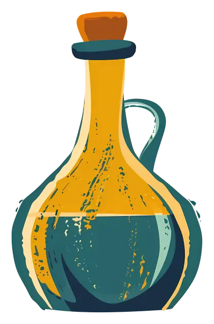Stylized Glass Bottle with Handle and Cork Stopper