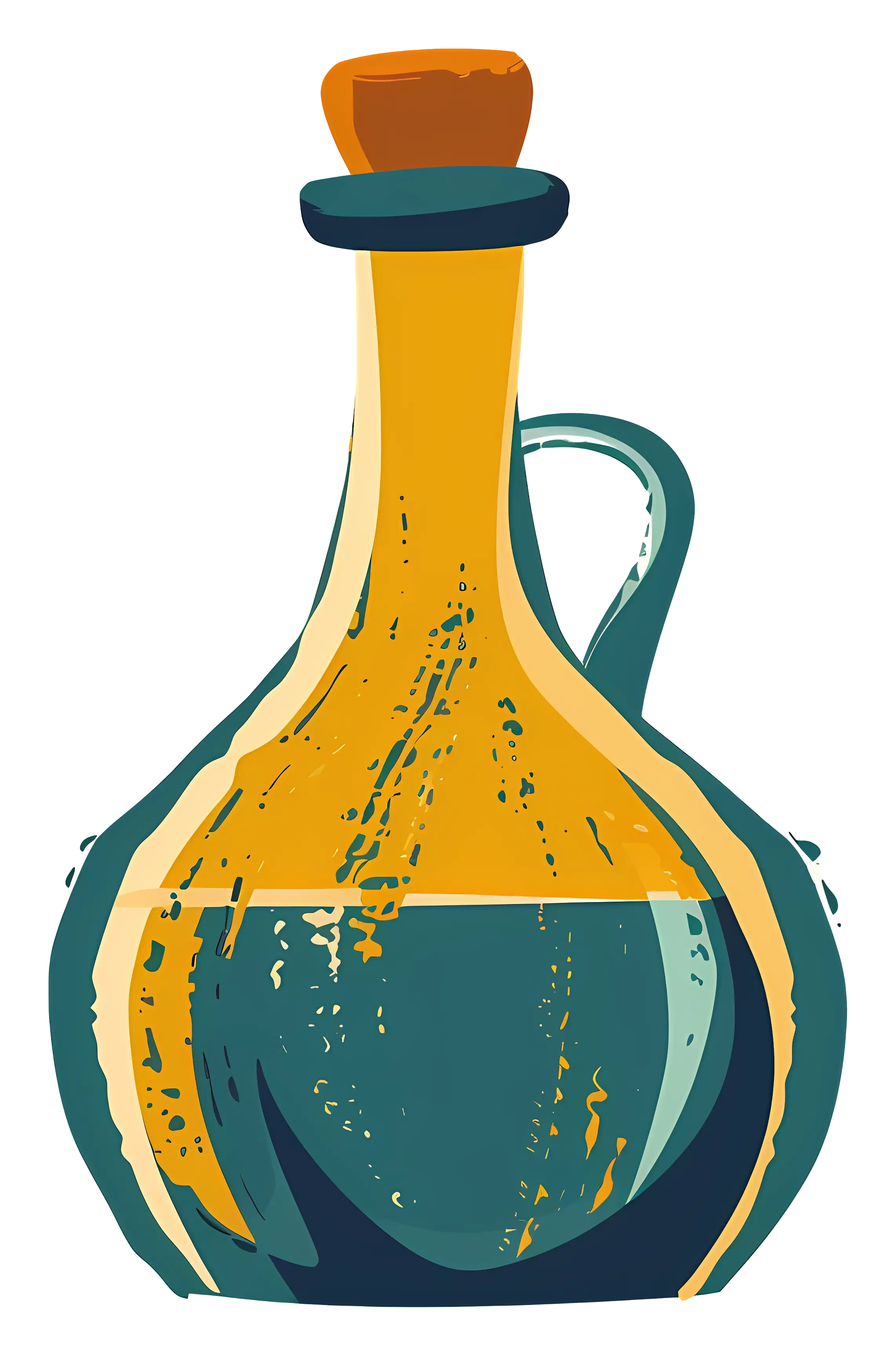 Stylized Glass Bottle with Handle and Cork Stopper