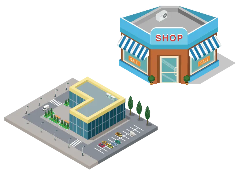 Isometric City Buildings and Shop Design