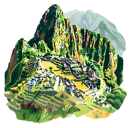 Colorful Illustration of Machu Picchu