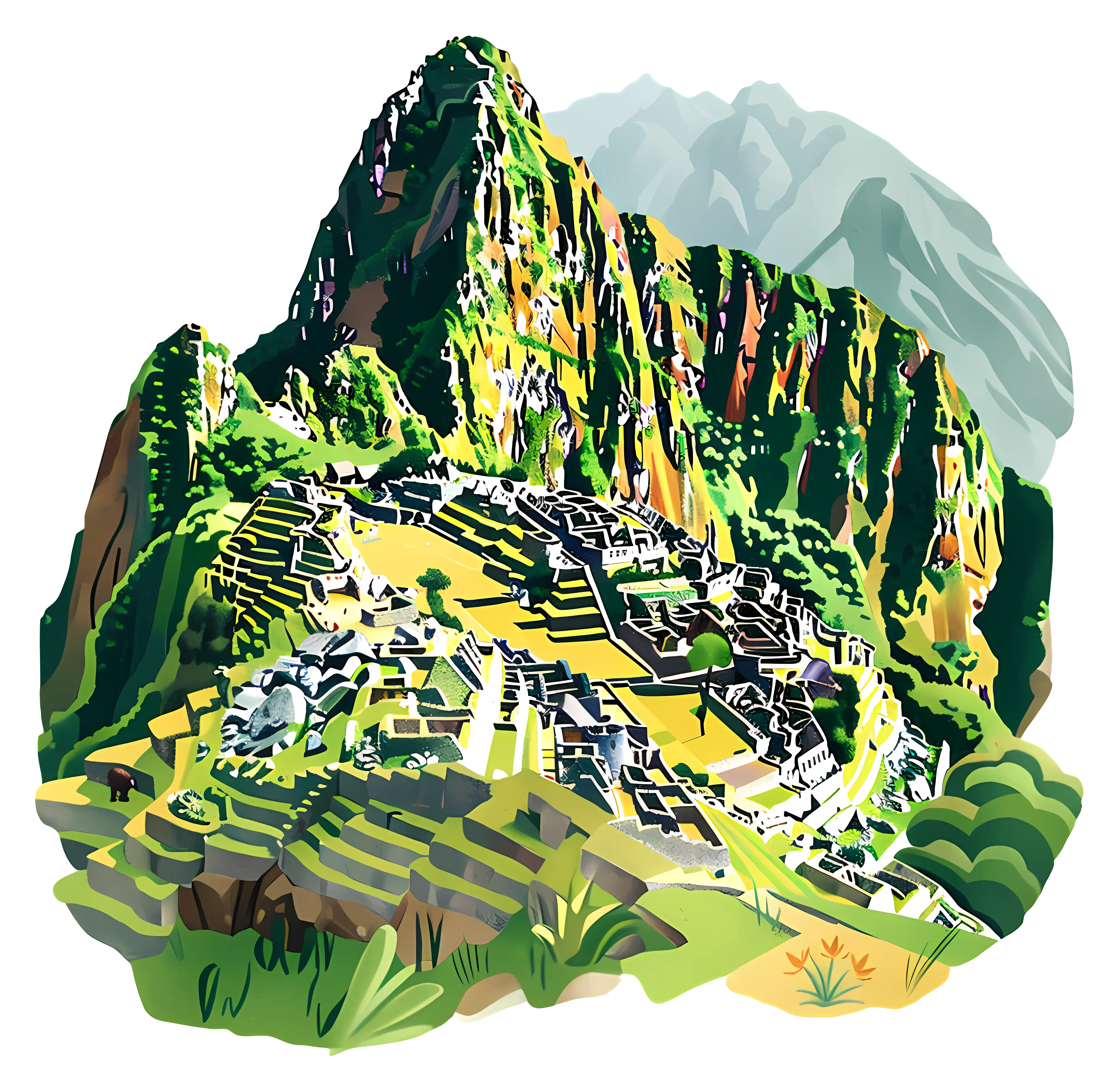 Colorful Illustration of Machu Picchu