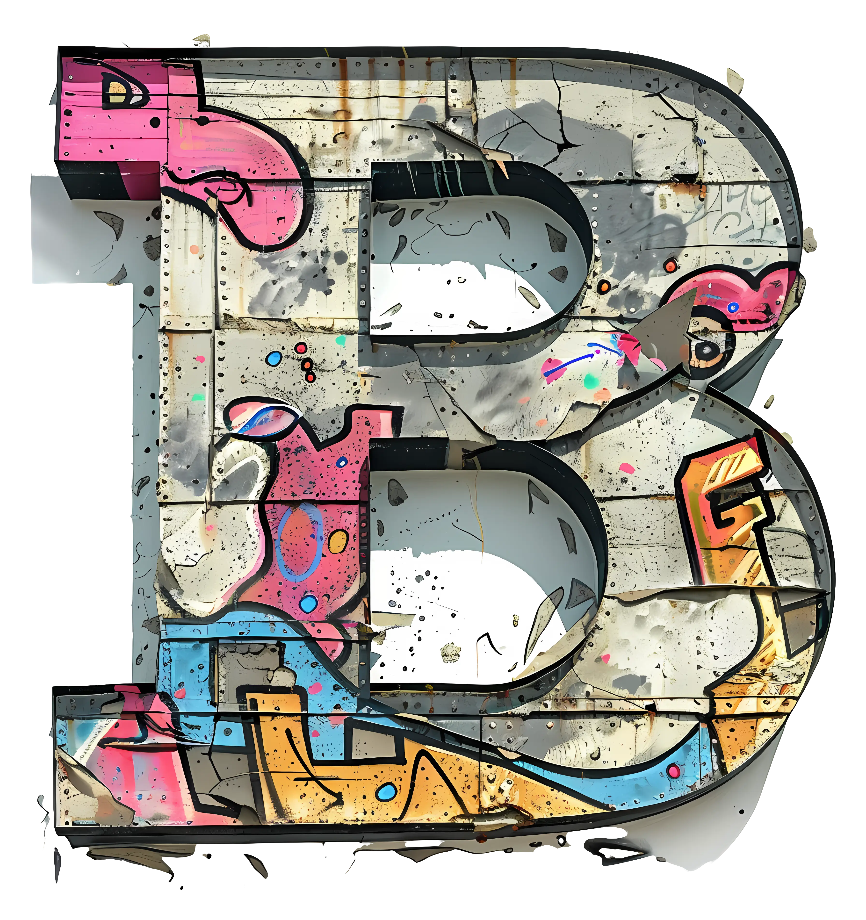 Graffiti Letter B with Colorful Design