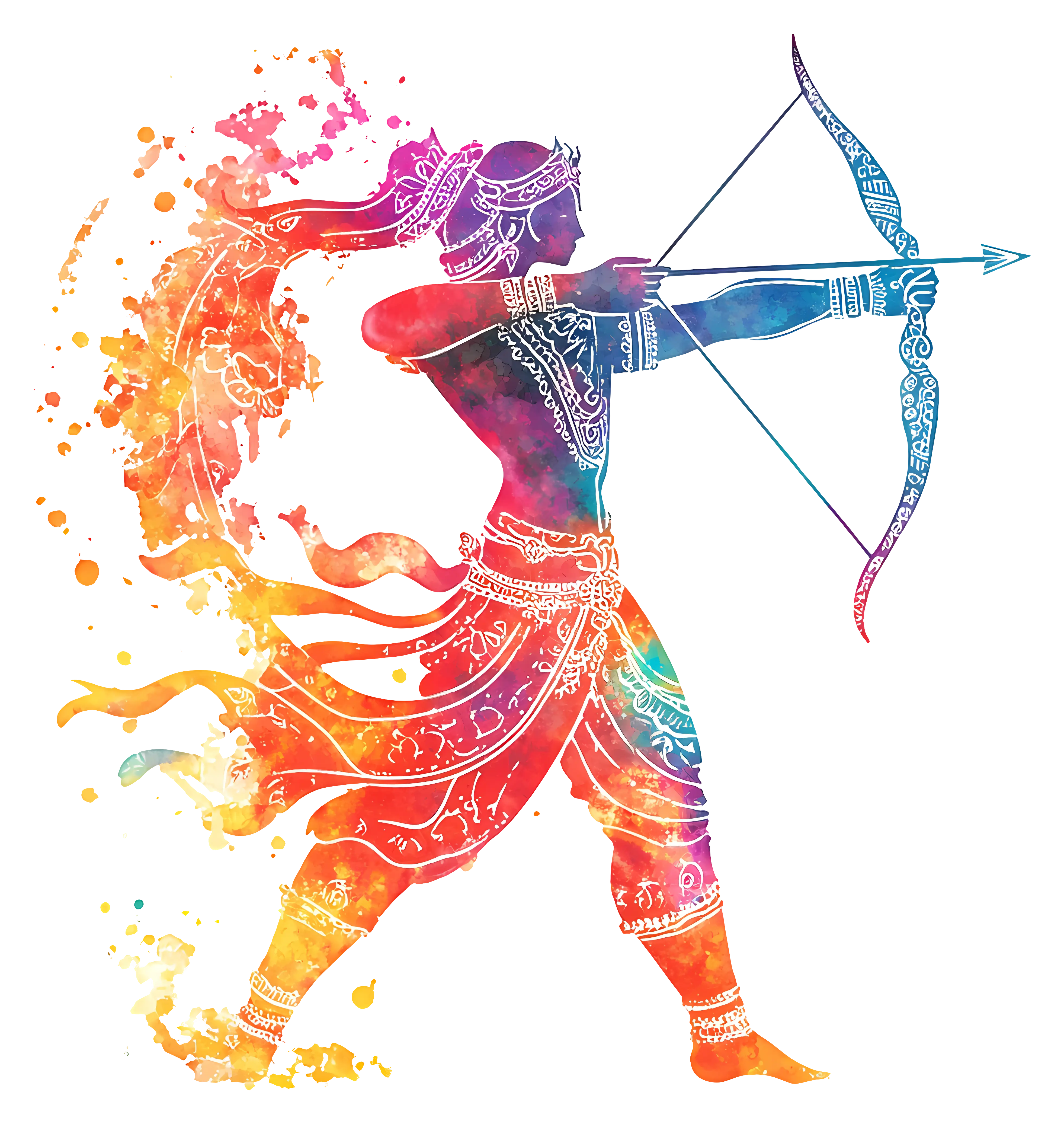 Colorful Krishna Archer Illustration with Bow