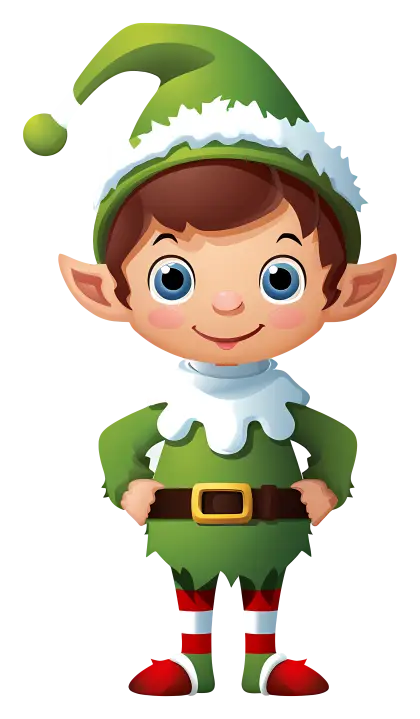 Green Christmas Elf in Festive Attire