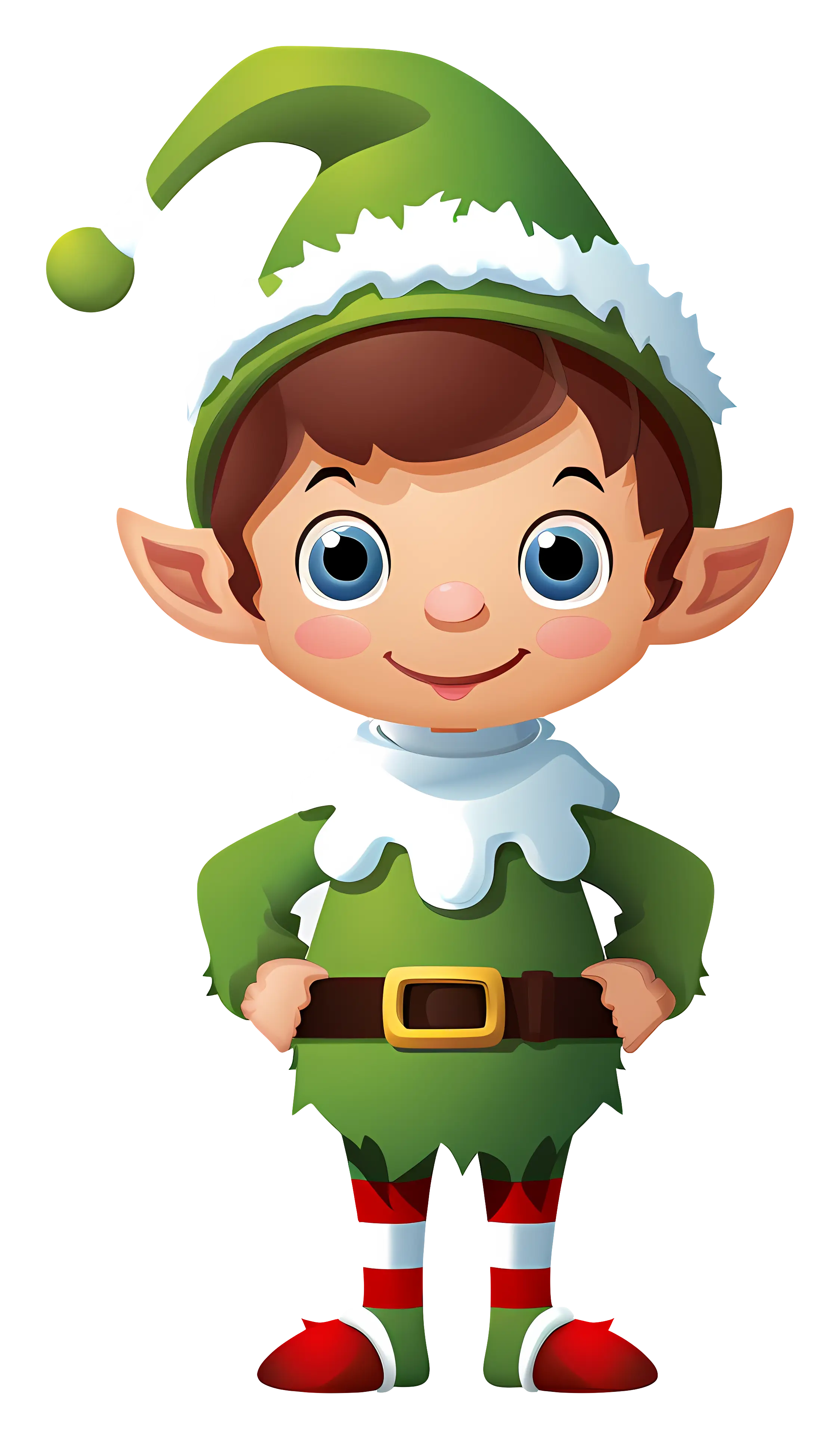Green Christmas Elf in Festive Attire