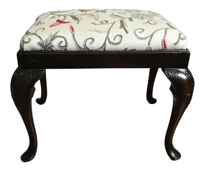 Decorative Stool with Floral Upholstery