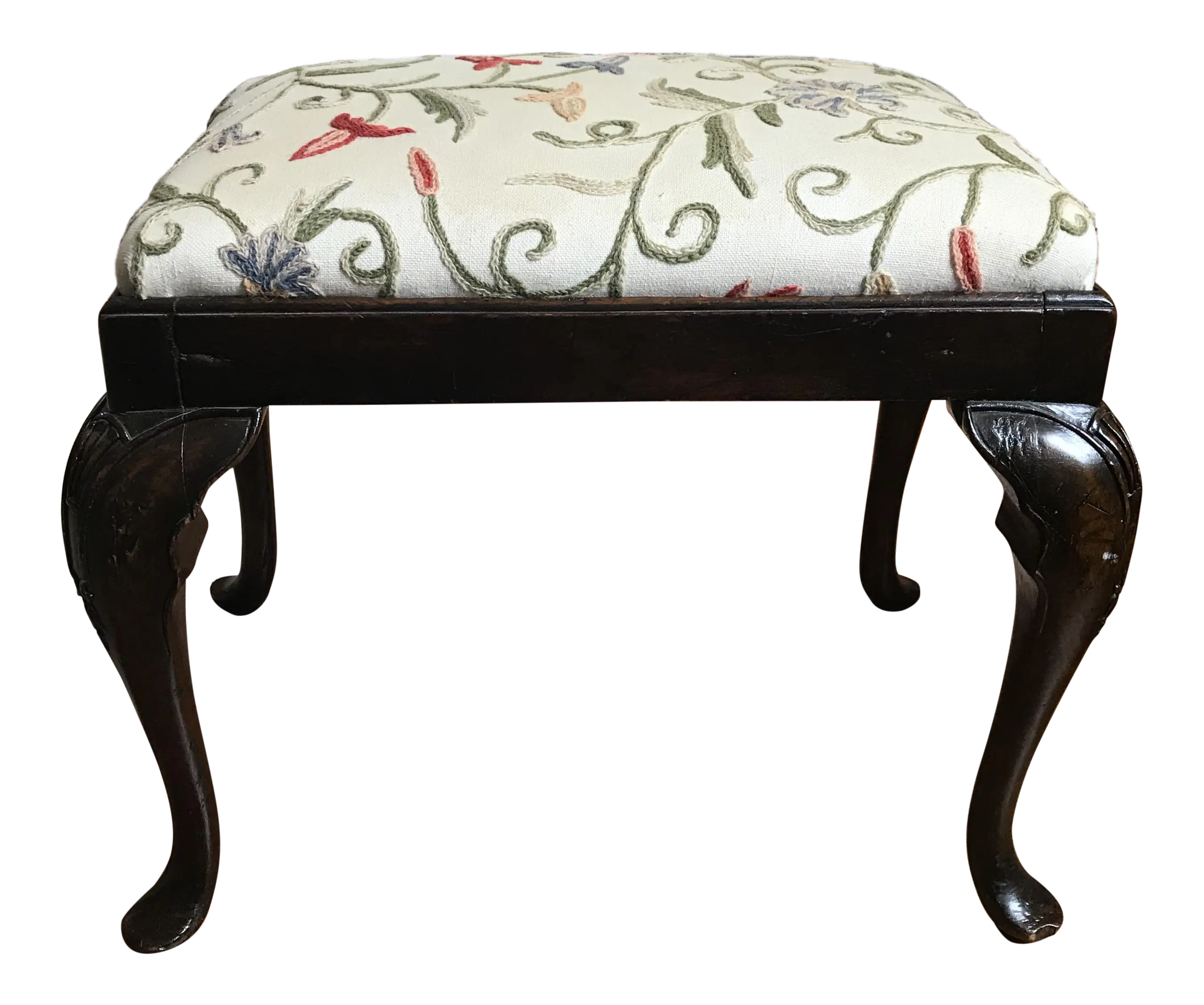 Decorative Stool with Floral Upholstery