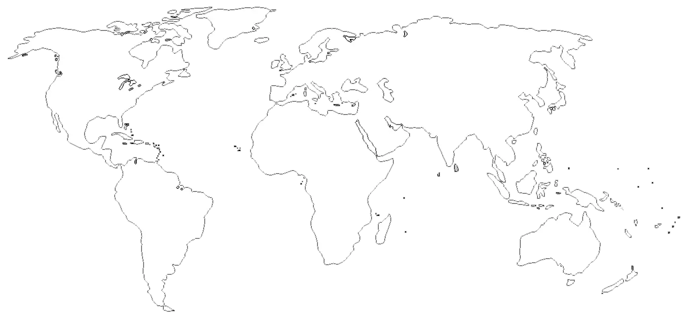 World Map Outline for Education and Mapping