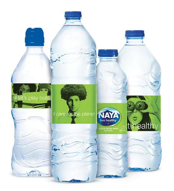 Naya Water Bottles with Green Labels