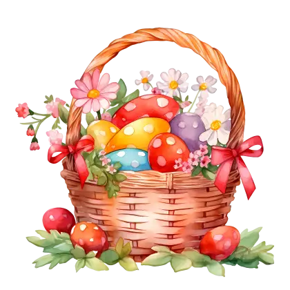 Beautiful Easter Basket with Decorative Eggs