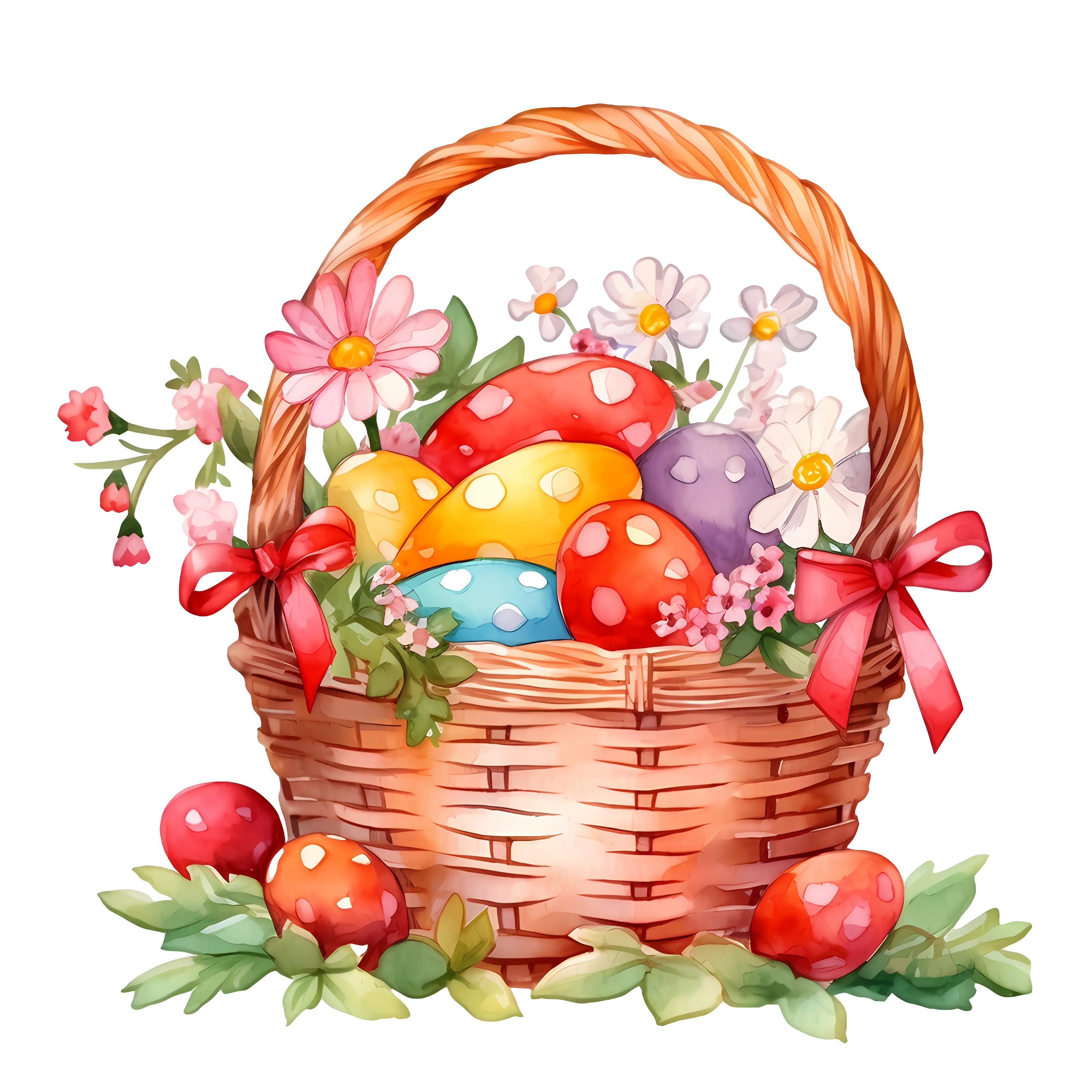 Beautiful Easter Basket with Decorative Eggs