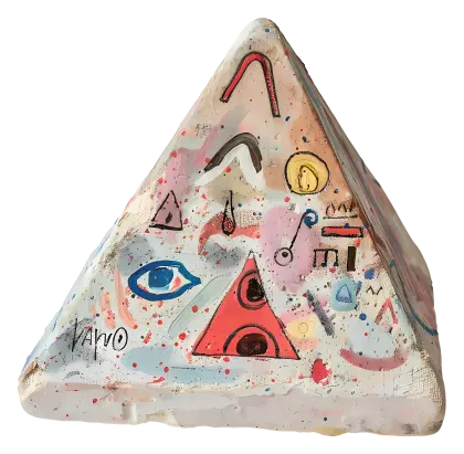 Artistic Triangle Sculpture with Abstract Designs