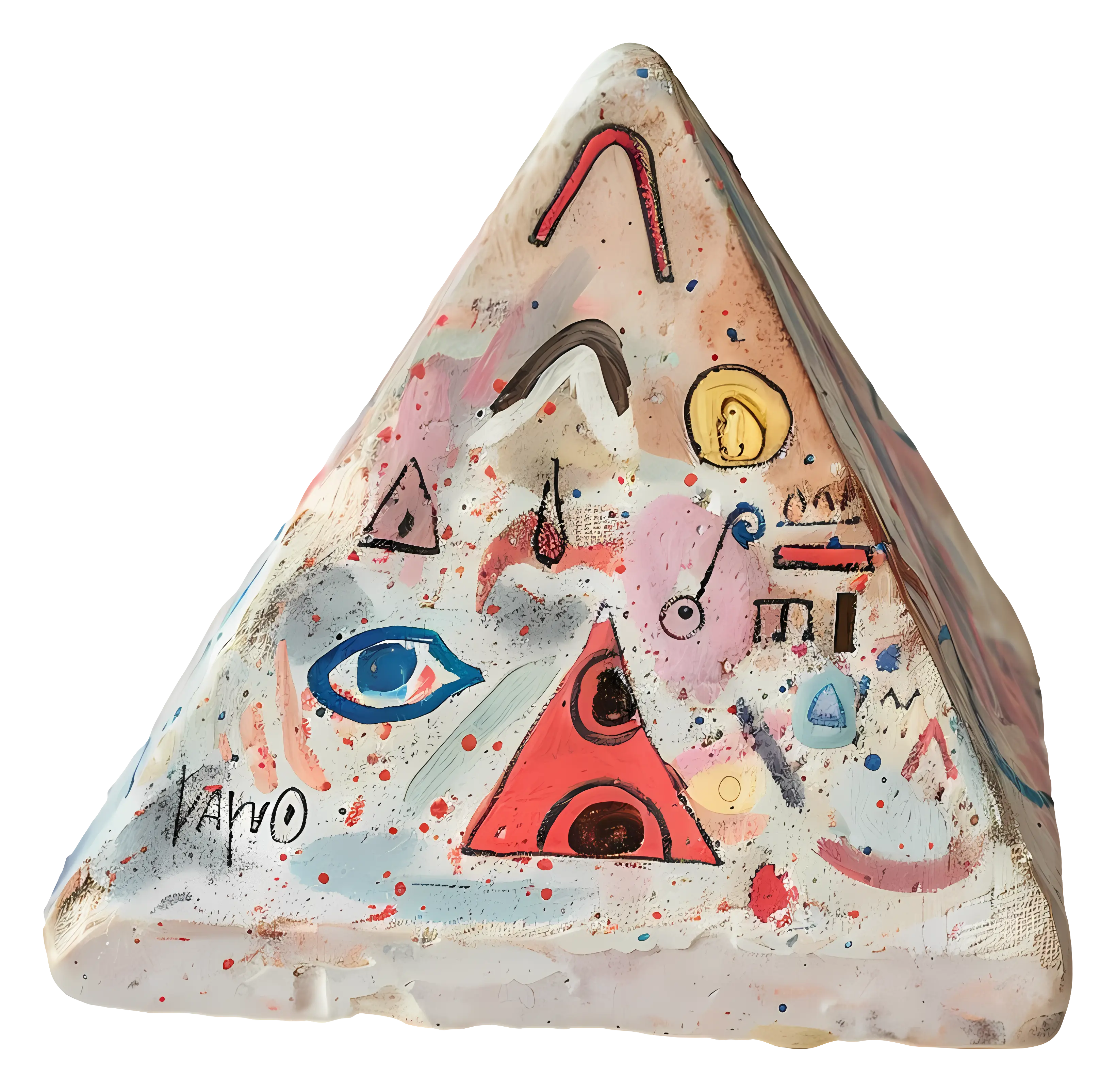 Artistic Triangle Sculpture with Abstract Designs